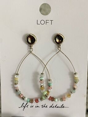 Loft Beaded Teardrop Hoop Earrings
